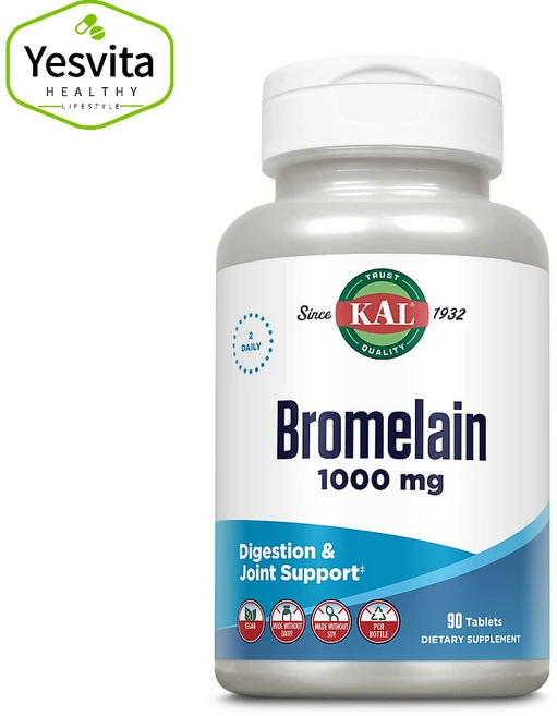 KAL 브로멜라인 1000mg 비건 포뮬라 90정, 1개 - 쿠팡