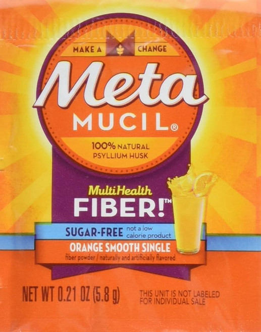 Metamucil - MultiHealth Fiber 싱글 오렌지 스무스 무설탕 6g(0.21온스) 30개 팩, 1, 5.8g