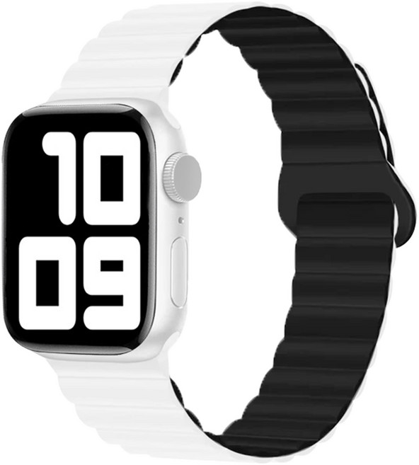 사라밴드 애플워치 호환 마그네틱 실리콘 링크 스트랩, 애플워치 [42/44/45/49mm], 이클립스 화이트