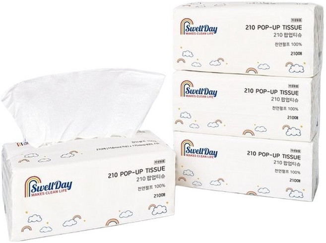 스웰데이 210 팝업 미용티슈 12개 (210매 4개입 X 3팩), 210매, 3개