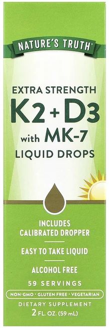 Nature's Truth 엑스트라 스트렝스 D3 + K2 MK-7 액상 드롭 함유 59ml, 5개, 59.147ml - 쿠팡