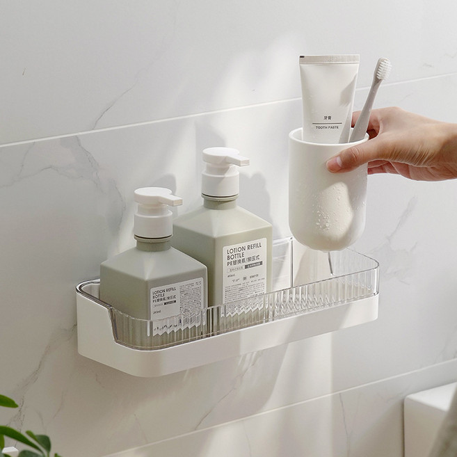 다기능 투명 벽걸이 수납선반 욕실 세면대 정리함 무타공 설치, 1개, 투명 다기능 수납함