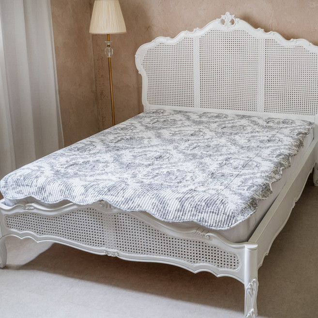 소피아엘렌 뜨왈 프렌치 순면 누빔 침대패드 매트리스 이불 패드 사계절, 그레이