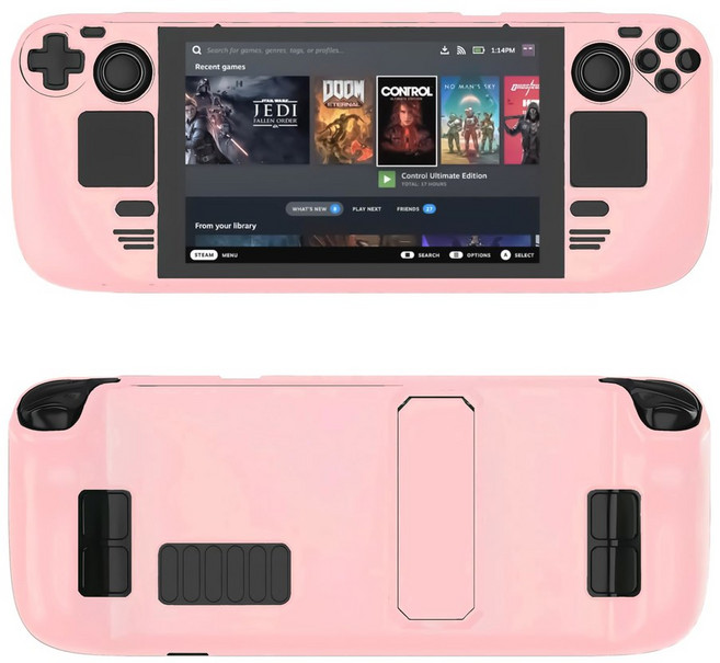 스팀 데크 LCD 용 OLED 케이스 케이스용으로 설계된 킥스탠드 TPU 및 PC 보호 슬리브, 한개옵션2, 한개옵션1, 분홍색