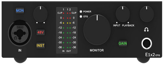 TOPPING 토핑 프로 오디오 인터페이스 오인페 홈레코딩, 블랙, E1x2 OTG