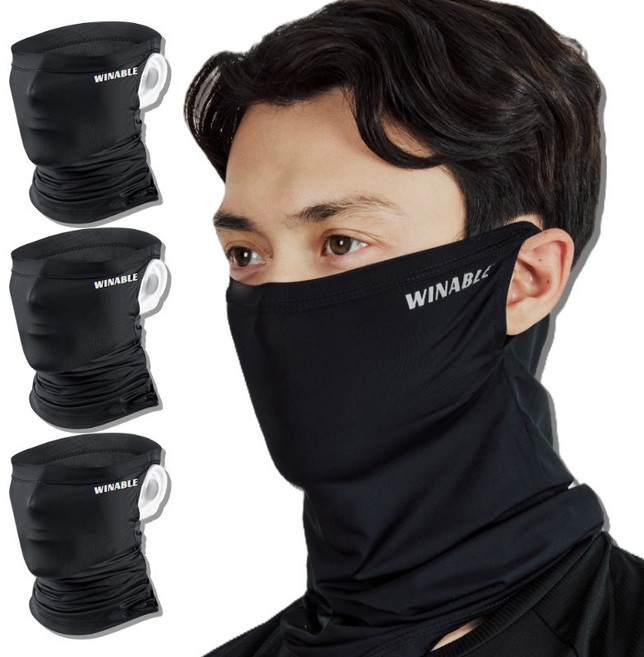 윈어블 라이딩 쿨 마스크 귀걸이형, 블랙, 1세트