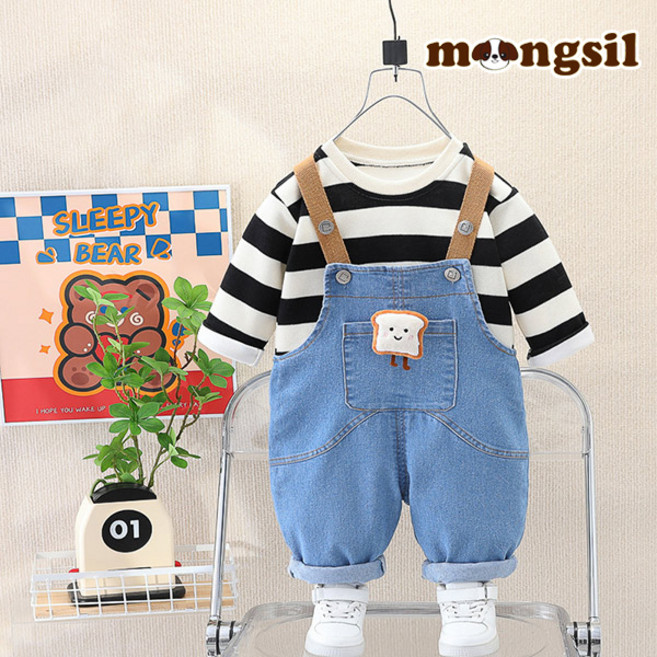 몽실이 브레드 데님멜빵 세트