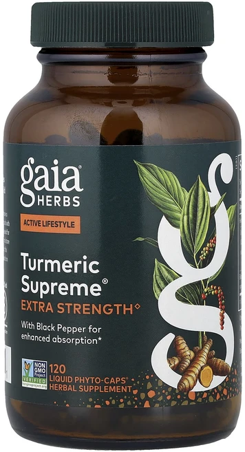 행복하세요 Gaia Herbs Turmeric Supreme® 액상 파이토 캡슐 120정 건강하시구요, 1개 - 쿠팡