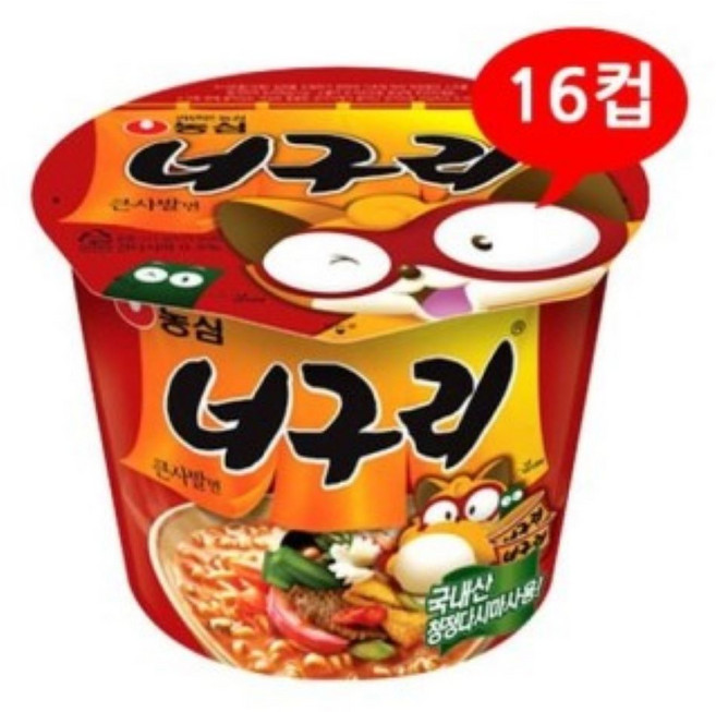 농심 너구리 큰사발 111g6컵, 16개