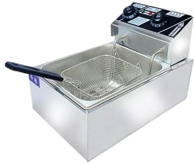 專業雙槽電炸鍋 不銹鋼 商業廚房用 2500W 110V, 6L單缸炸鍋(220v)H型插頭, JSM-81