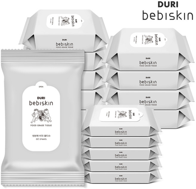 두리 베비스킨 생분해 물에 풀리는 비데물티슈 비데티슈, 1개, 06.초순수 비데물티슈 리필 10팩+휴대 5팩, 63g