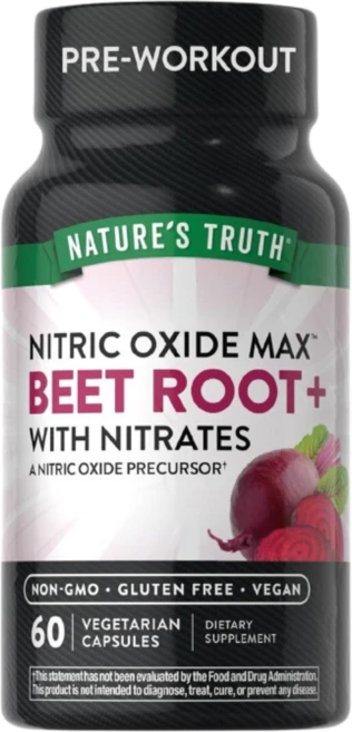 네이처스트루 Nitric Oxide 레드비트 60정 질산염 함유 베타인 비트쥬스 사탕무, 1개 - 쿠팡