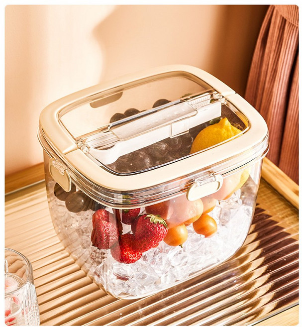 Asure 아이스 버킷 얼음 보관통 세트 얼음 트레이, 베이지, 1개