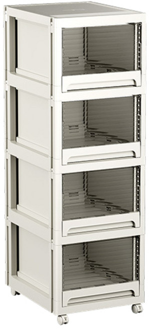 棒棒家居 摺疊式移動抽屜櫃, 四層 (一張訂單限購1個), 白色