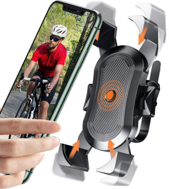아트박스/뷰씨 자전거 핸드폰 원터치 1초 탈착 거치대, 자전거ㅣ원터치거치대ㅣ카본블랙