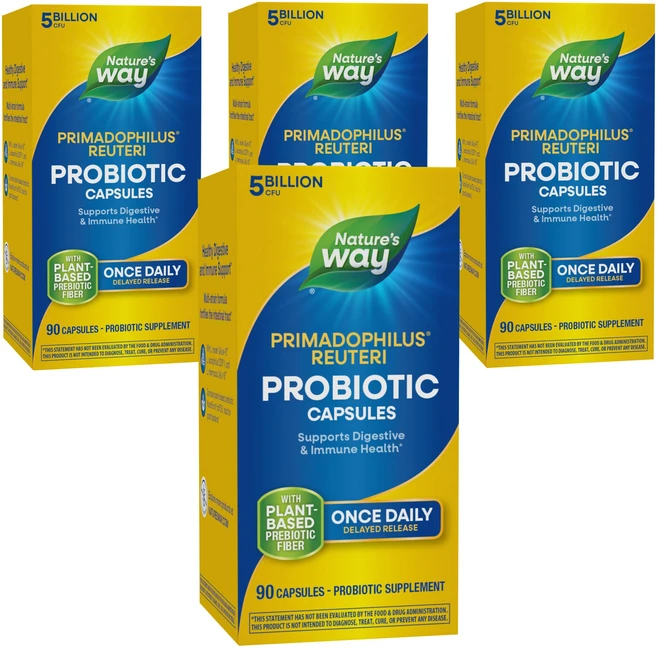 네이쳐스웨이 프리마도필러스 루테리 유산균 50억 베지테리안 캡슐, 4개, 90정 - 쿠팡