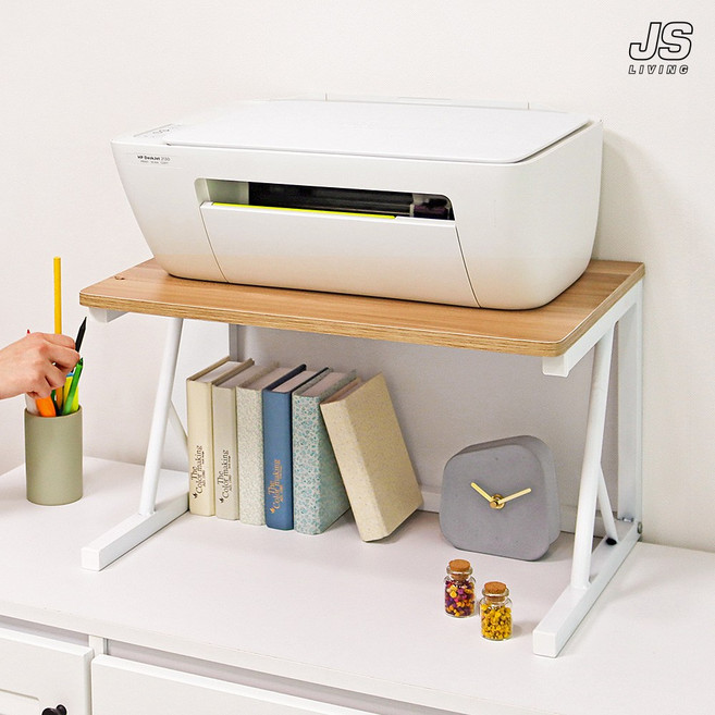 JS리빙 2단 낮은 책꽂이 프린터 받침대 컴퓨터 책상 전면 보조 선반 북앤드 책 정리대 다용도 조립식 진열장 인테리어 책상위 정리선반_모델명:SUB BOOK - 1ARG93HQ5H