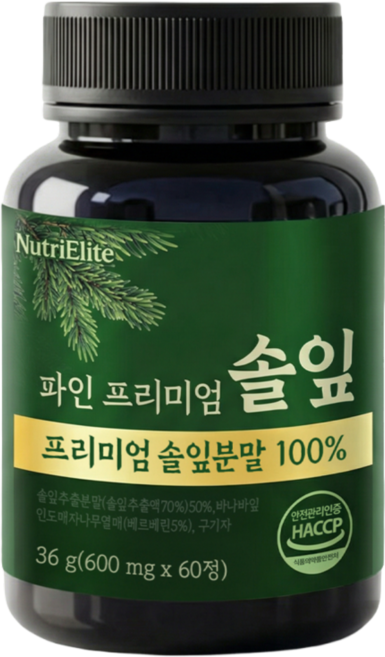 뉴트리엘리트 파인 프리미엄 솔잎 100% 식약청인증, 1개, 60정