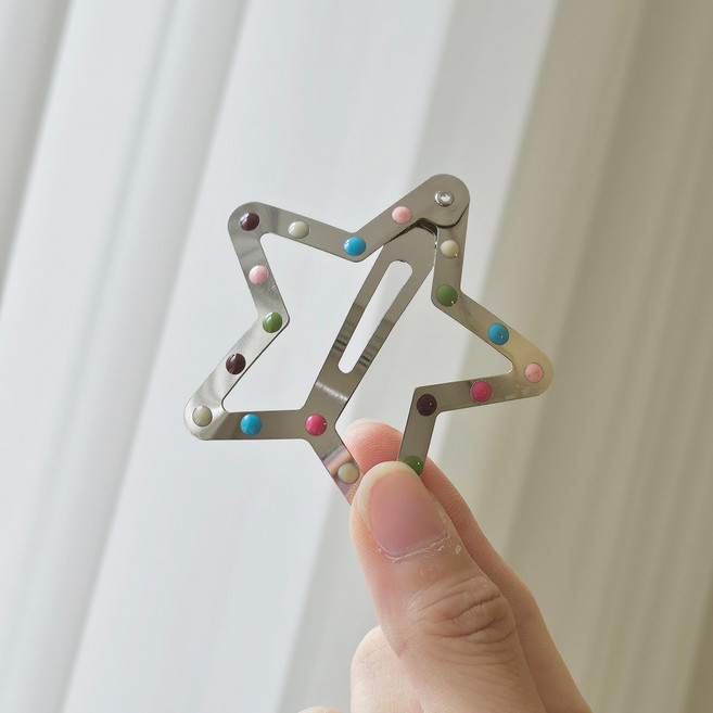 앞머리 똑딱핀 세트 도트 패턴 머리핀