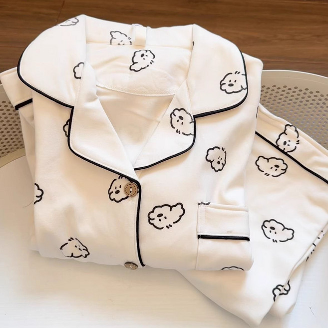 리바시안 귀엽고 부드러운 도톰 겨울 기모 안감 잠옷 파자마 홈웨어 상하 세트