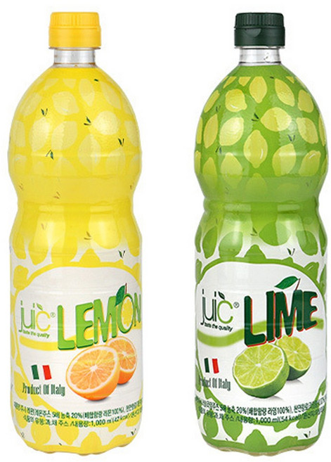 5배농축 레몬즙 라임즙 레몬주스 레몬물 원액, 2개, 1L
