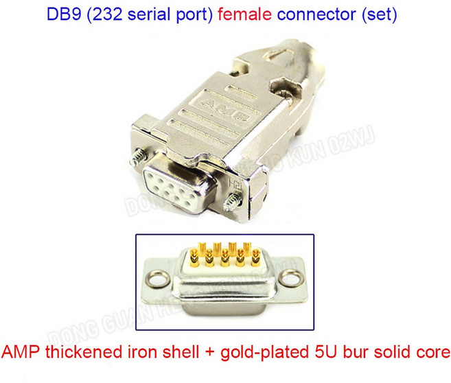 AMP 금속 철 케이스 DB9 직렬 포트 DB9 핀 암수 납땜 플러그 3U 5U 솔리드 코어 자동차 핀 RS232 COM PLC, 10 F-5U-AMP-DB9, 1개