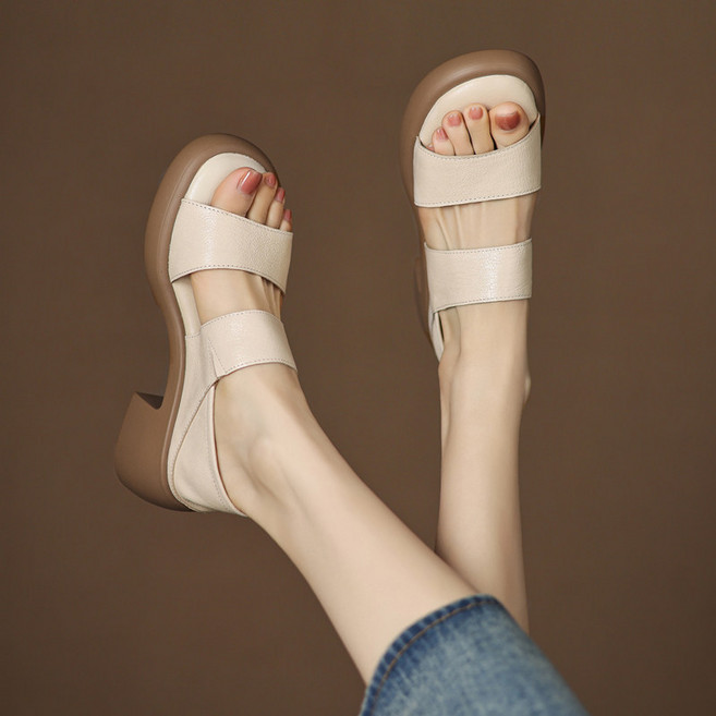 BLACK K7 여성 발편한 오픈토 샌들 스트랩 하이힐 여성뮬슬리퍼 6cm