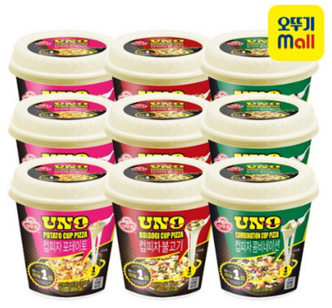 오뚜기 떠먹는 컵피자 포테이토 150g 3개+불고기 150g 3개+콤비네이션 150g 3개(총 9개), 9개