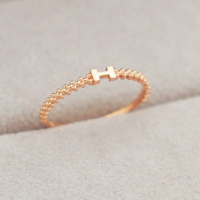 14k 18k 로즈골드 볼룸 에이치 H 반지 컷팅 모녀 우정 행운 패션 심플 데일리 선물 R308체리스쥬얼리