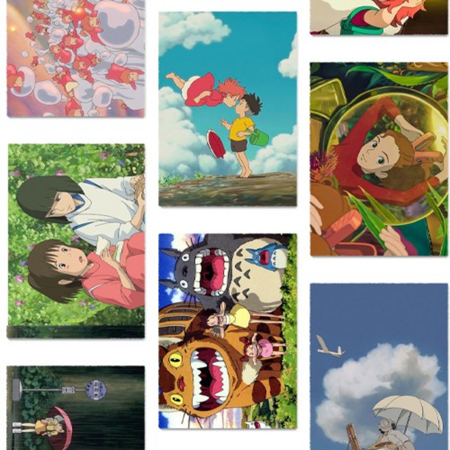 지브리 빈티지 레트로 인테리어 포스터 총 24종/3종세트, set5, a3, 모조지(화이트)