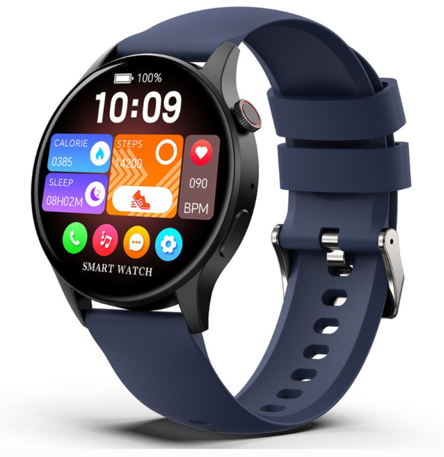 최신형 한국어 건강 괸리 스마트워치 블루투스 통화 시계 남녀공용 기본한국어세팅, 블랙실리콘, 블루실리콘, 25cm