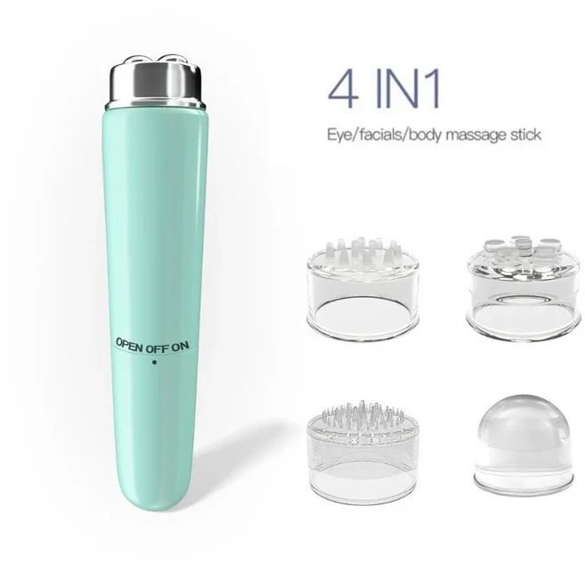 신제품 4 in 1 전기 얼굴 마사지기 미니 ABS 눈 휴대용 진동, 01 Green