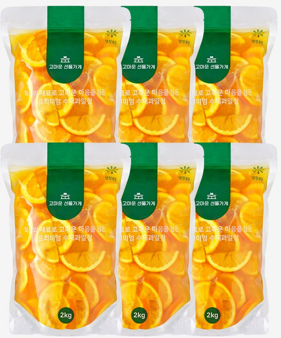 고마운선물가게 오렌지슬라이스청 2kg 수제청 과일청 카페 납품 대용량, 6개입, 1개