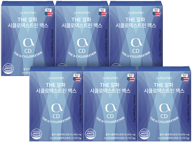 닥터루템 알파cd 분말 식약청인증 알파시디 알파시클로덱스트린 맥스, 30회분, 6박스