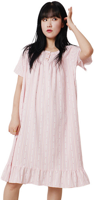 폭스 소프트스킨 반팔 원피스 잠옷 E6 여성용