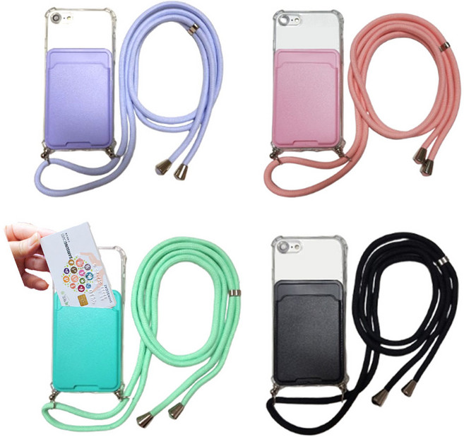 갤럭시 A36 (A366) 카드수납 겸용 핸드폰 컬러 스트랩 슬림형 여행 출근 일상 실용적인 카드목걸이형 카드포켓+목걸이+폰케이스 (줄이고 늘리고 길이조절)