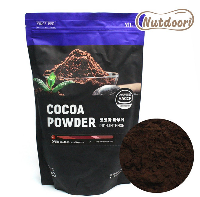 넛두리 무가당 100% 코코아가루 더치 코코아파우더 분말, 다크블랙, 1kg, 1개