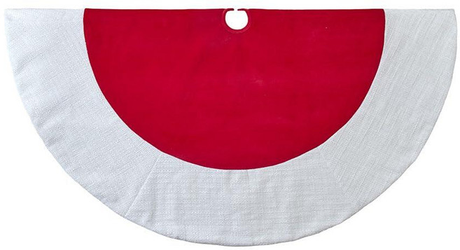 Kurt Adler Red Velvet with White Sparkle Tweed Border Tree Skirt, Kurt Adler Red Velvet with Whi