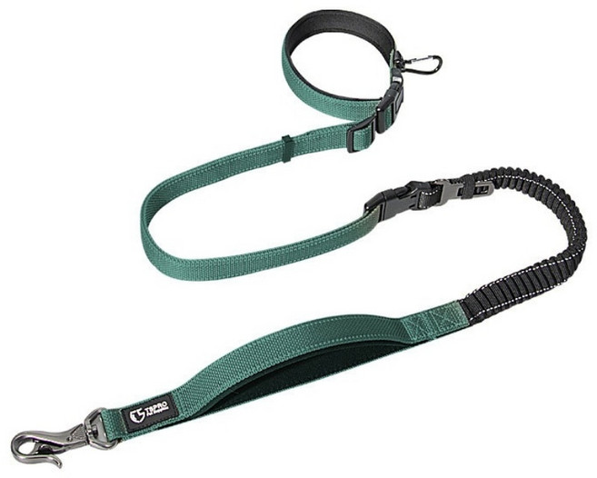 누즈펫 중형견 대형견 핸즈프리 리드줄, 그린, 1개