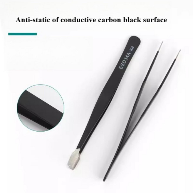 스테인리스 스틸 핀셋 엘보우형 미세 팁 정전기 방지 핀셋 제비집 털 제거용, 07 1pcs