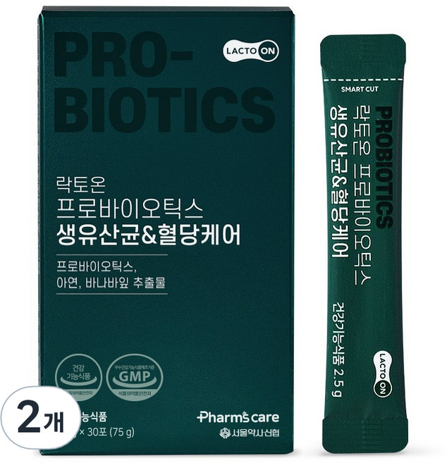 락토온 프로바이오틱스 생유산균 혈당케어 30p, 75g, 2개