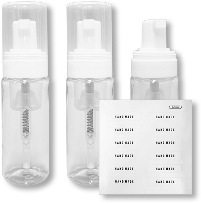 포포라운지 미니 거품용기 버블폼 휴대용 여행용 공병, 3개, 투명 50ml