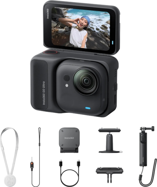 Insta360 GO Ultra 迷你輕巧4K運動相機 解放雙手 磁吸固定 AI智慧編輯, 黑色, 創作者套裝