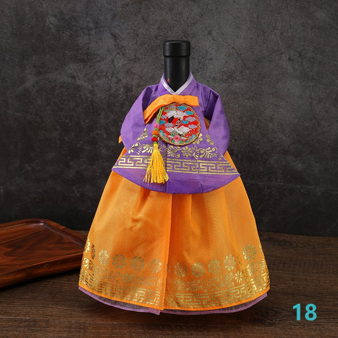 봉봉러브 전통 고급 한복 와인커버 술병주머니 외국인선물 와인케이스 인형한복 장식품