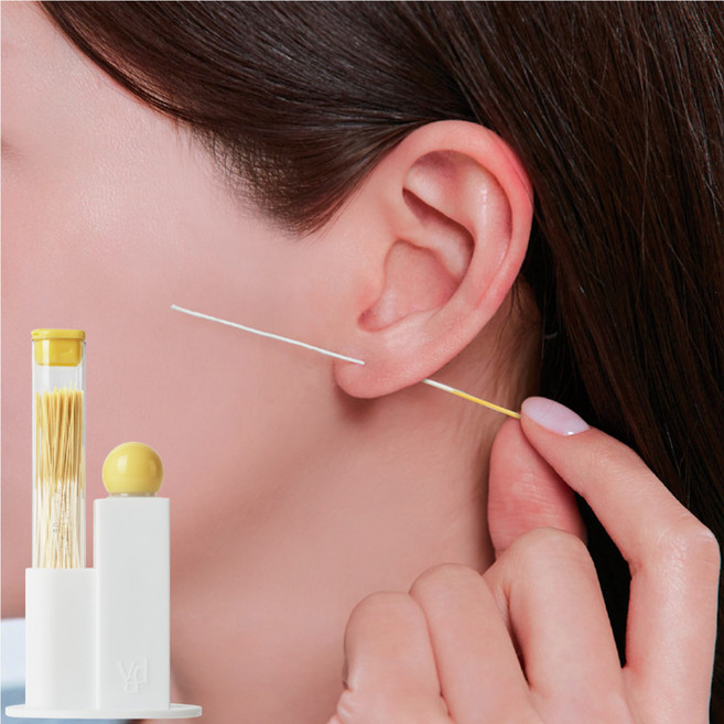 바디바 이어스틱 피어싱 홀 클리너 이어홀 귀걸이구멍 청소, 옐로우, 1세트