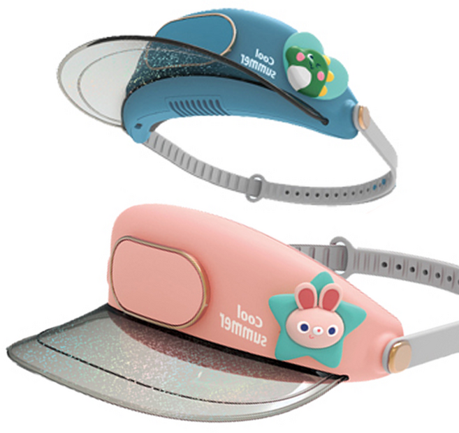 USB충전식 선풍기 모자 썬캡 썬바이저, 블루