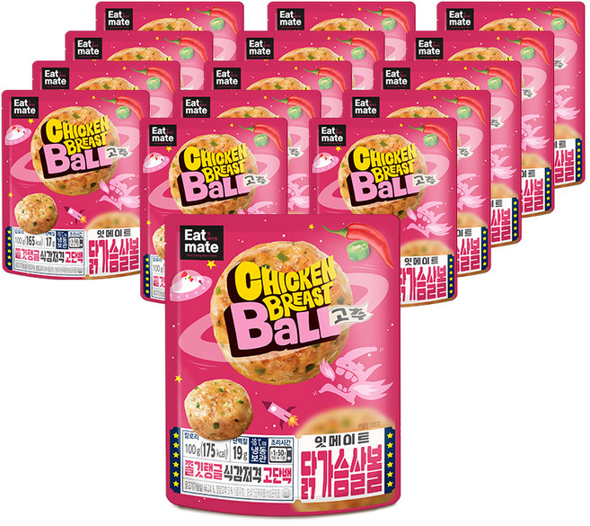 잇메이트 닭가슴살 볼 3종 15팩 구성, 03_고추 15팩, 100g, 15개
