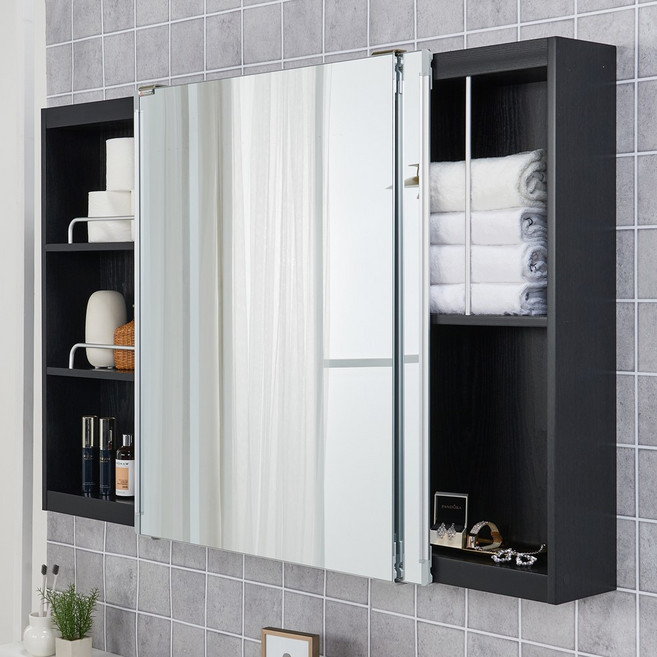 욕실수납장 욕실장 화장실 수납장 슬라이드장 블랙 가로1400 세로800, 1개