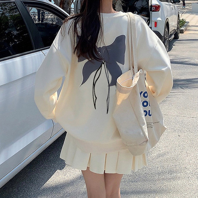 대박난박양 리본 맨투맨+밴딩 미니 스커트 SET(세일_