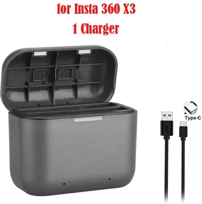 Insta 360 X3 1800mAh 충전식 리튬 이온 배터리 액세서리 용 2 카드 슬롯 Type-C 박스